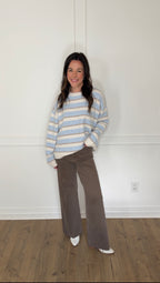 Grayson Striped Sweater - Sky/Cream