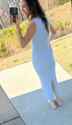 Haven Ribbed Midi Dress - Baby Blue