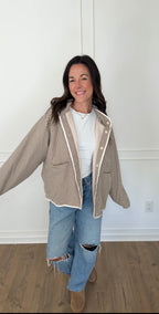 Reversible Gingham Jacket - Cream/Brown