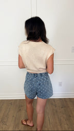 Polka Dot Denim Shorts