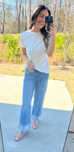 Charlotte High Rise Cuffed Jeans - Medium Wash