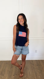 Knit Flag Sweater - Navy