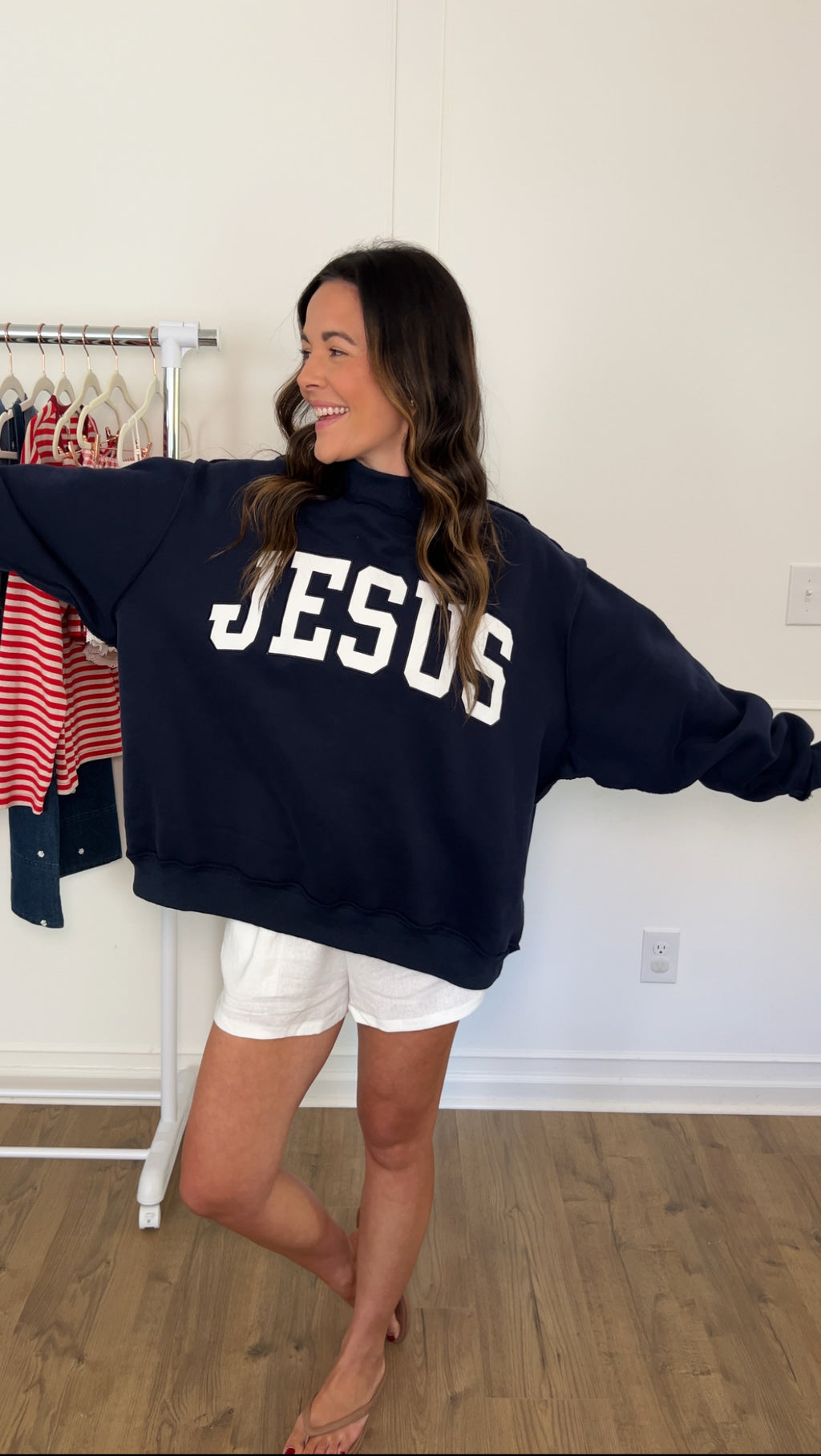 Jesus Mock Neck - Navy