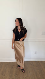 Lily Satin Lace Skirt - Champagne