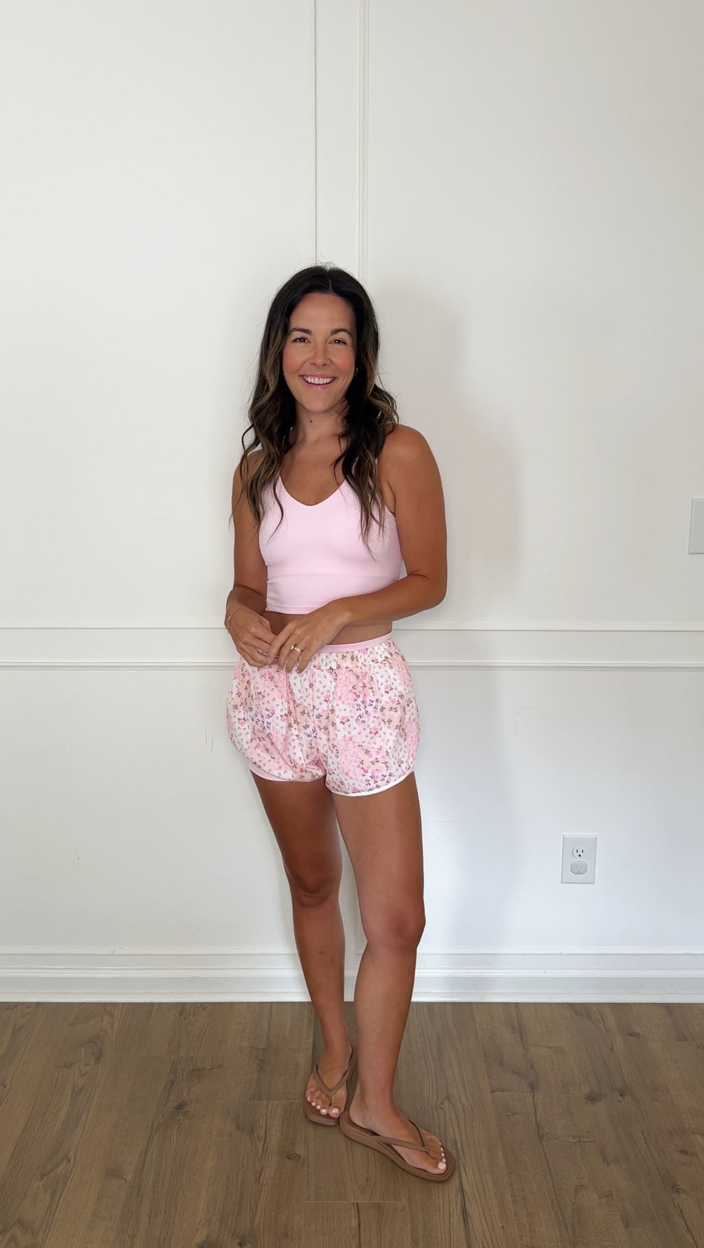 Floral Patchwork Double Layer Shorts - Pink