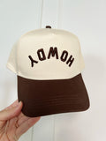 Howdy Upside Down Embroidered Trucker Hat - Brown