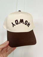 Howdy Upside Down Embroidered Trucker Hat - Brown