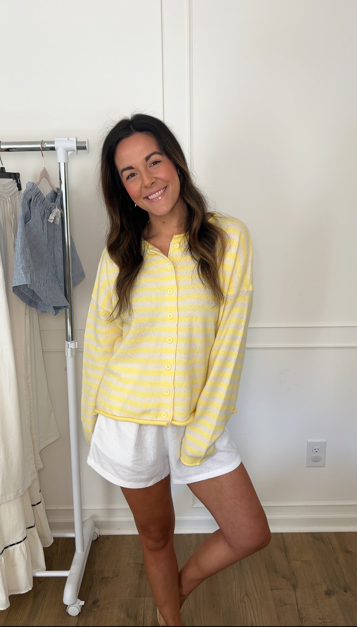 Summer Striped Cardigan - Light Yellow