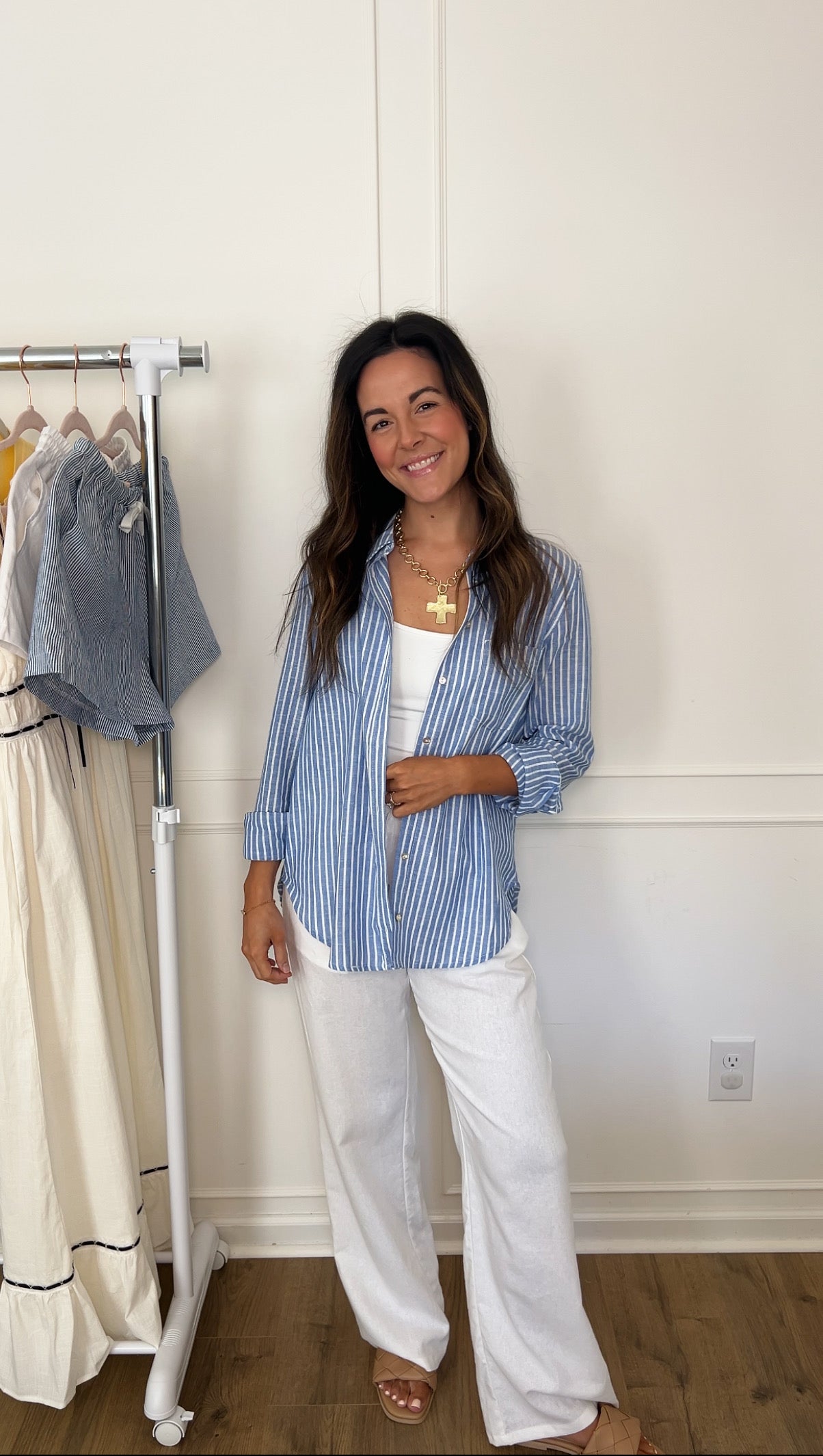 Coastal Striped Linen Shirt - Blue