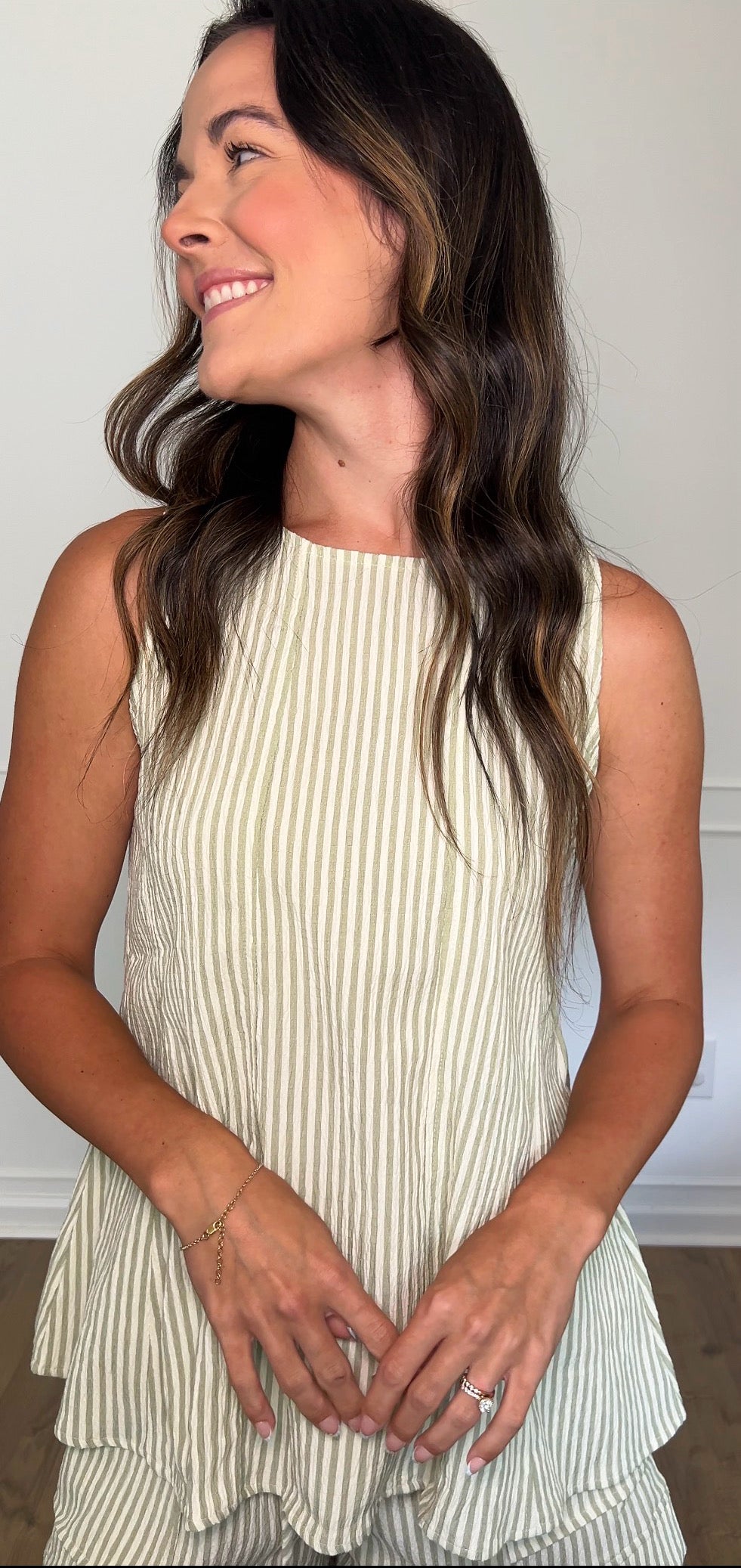 Heidi Striped Top - Sage